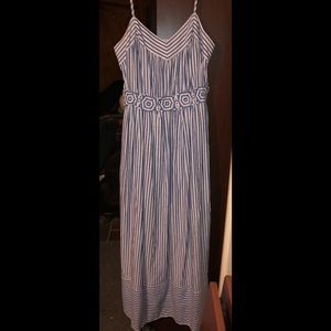 Blue and White Striped Dress